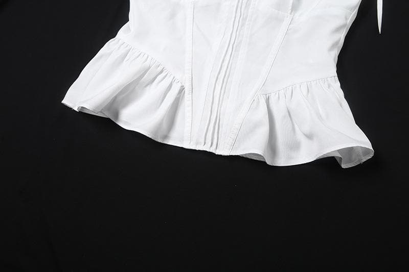 Corset bowknot ruffle zip-up cami top