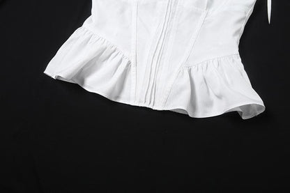Corset bowknot ruffle zip-up cami top