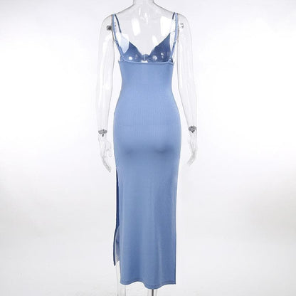 Hollow out slit knotted cami cut out maxi dress