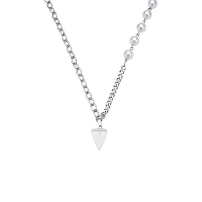 Faux pearl pendant chain necklace