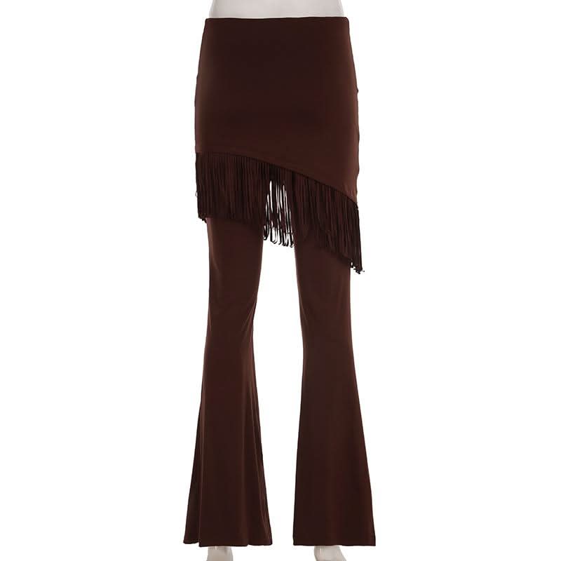 Rivet tassels patchwork low rise pant
