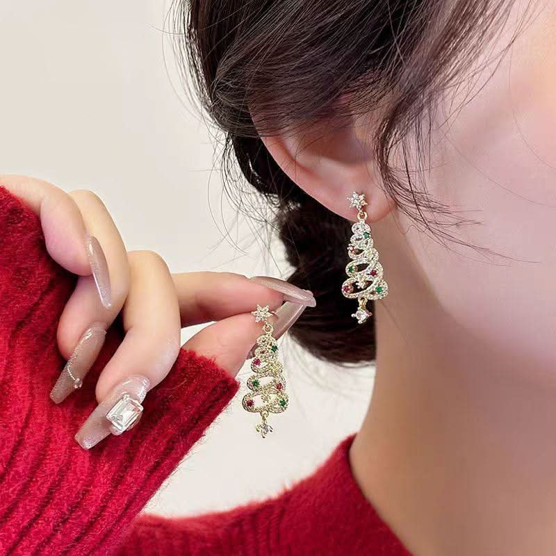 Bowknot pendant christmas tree decor drop earrings
