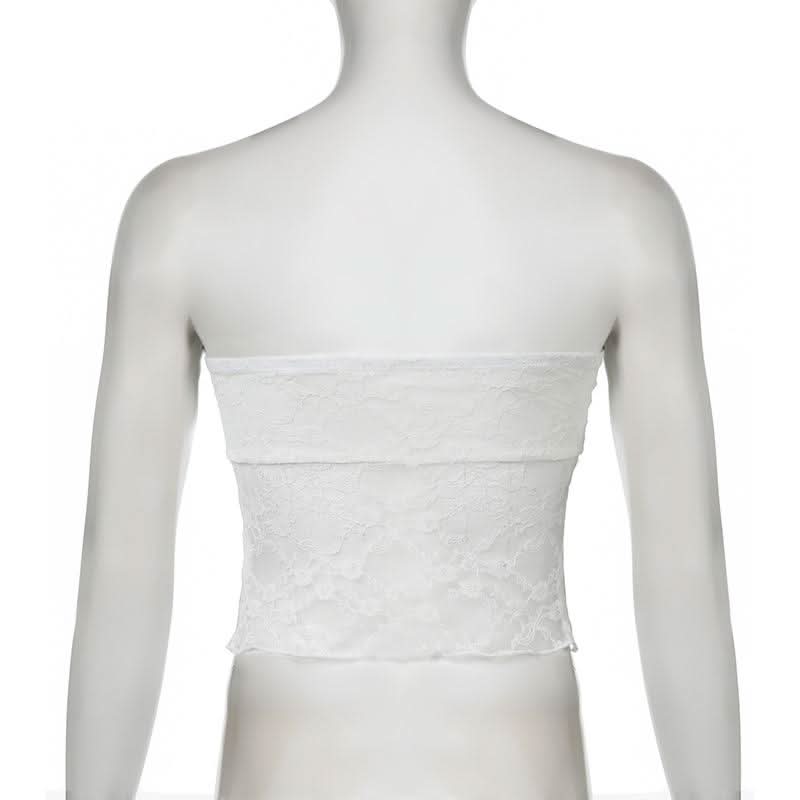 Bowknot lace slit tube top