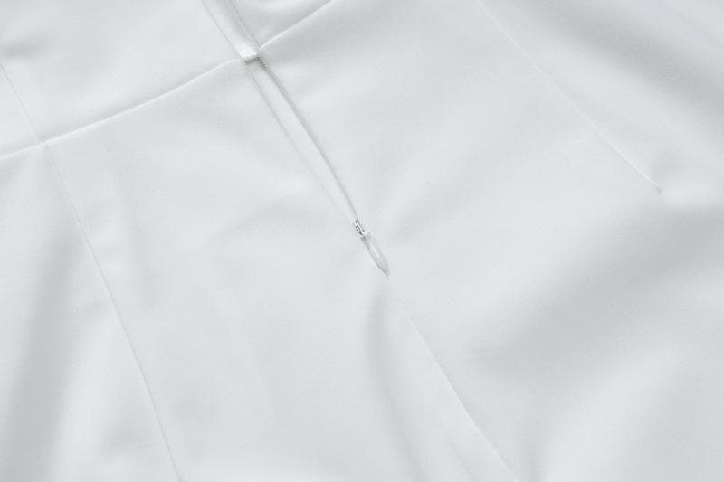 Halter solid ruched stitch zip-up mini dress