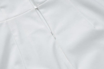 Halter solid ruched stitch zip-up mini dress