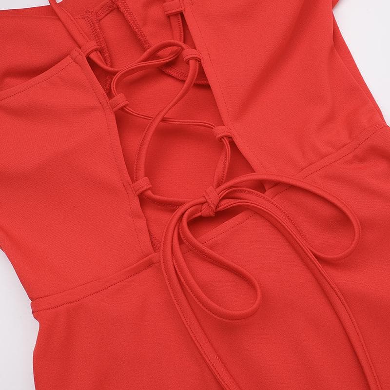 Cowl neck bustier lace up high slit cami maxi dress