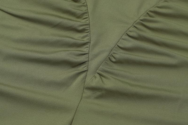 Sleeveless crewneck ruched solid maxi dress