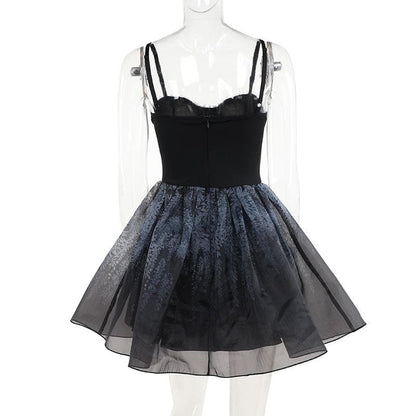 Lace hem sweetheart neck lace up print ruched cami mini dress