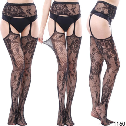 High waist suspender fishnet garter tights pantyhose
