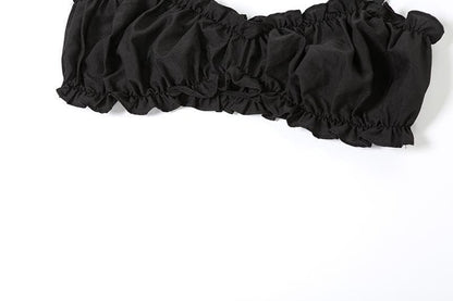 Smocked ruched low rise pant set