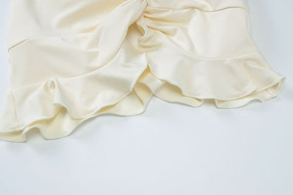 Halter v neck ruffle ruched maxi dress skirt set