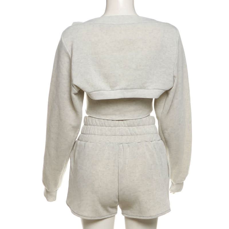 Long sleeve shrug short pant set