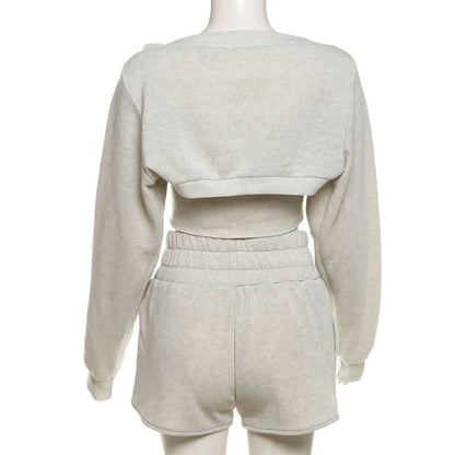 Long sleeve shrug short pant set