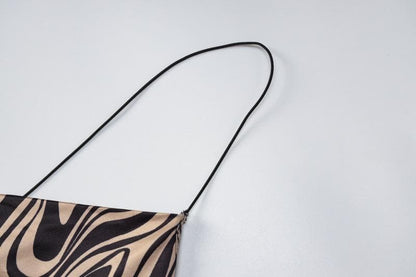 Ripple contrast print cross back slit cowl neck backless midi dress