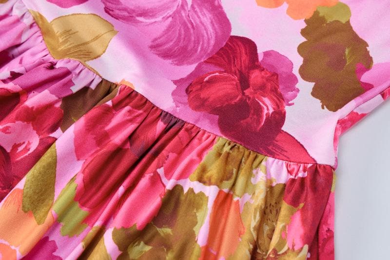 Floral Print Square Neck Tie Strap Tiered Ruffle Mini Dress