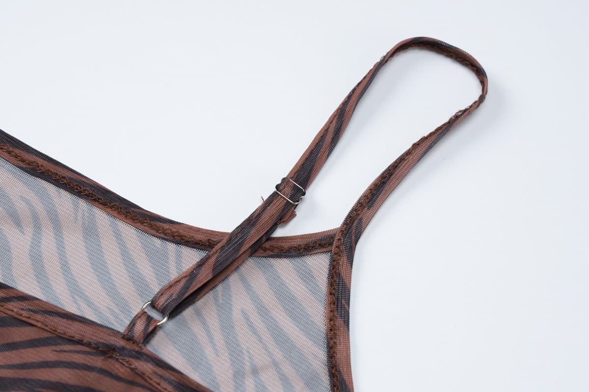 Tiger print sheer mesh cami maxi dress