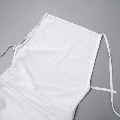 Ruched mesh high slit backless cami maxi dress