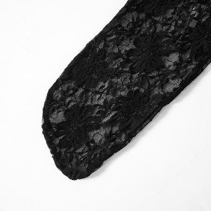 Halter deep v neck see through lace pant set