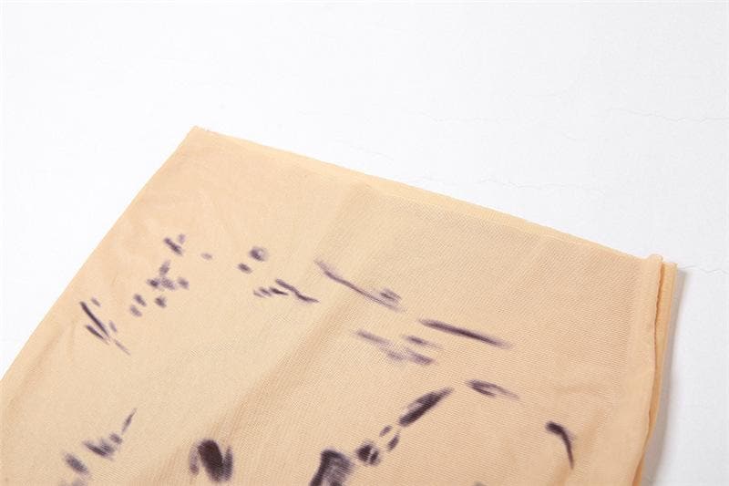 Tie dye contrast sheer mesh see through tube mini skirt set-final-sale