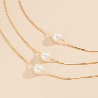 Faux pearl 2 pcs layered necklace