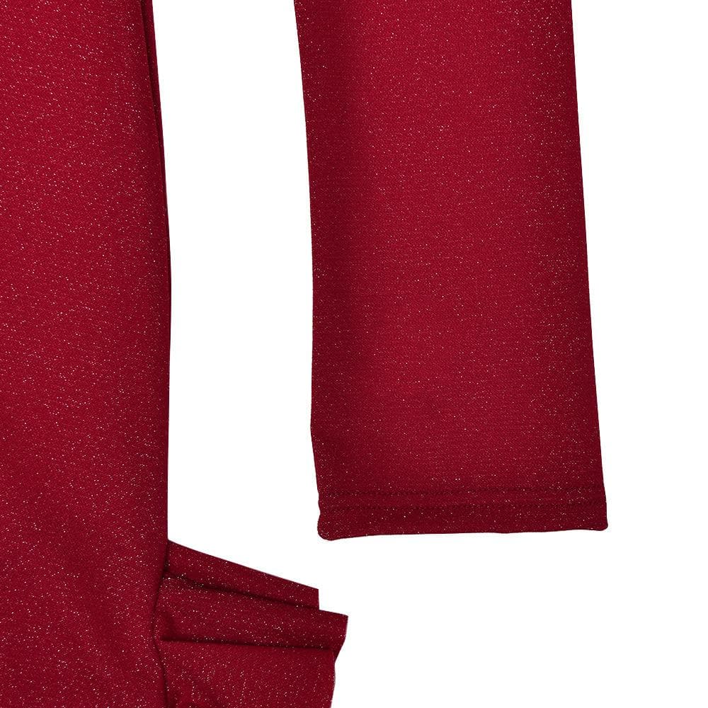 Long sleeve see through glitter irregular ruffle maxi dress