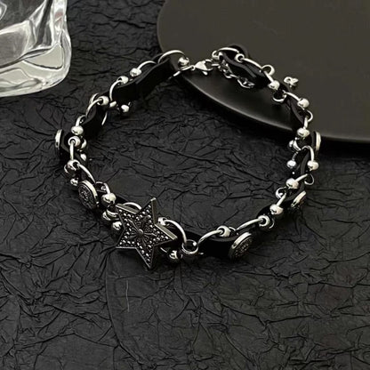 Star decor PU leather adjustable choker necklace