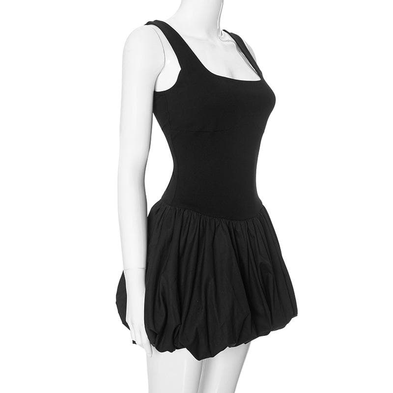 Square neck solid ruched backless cami mini dress