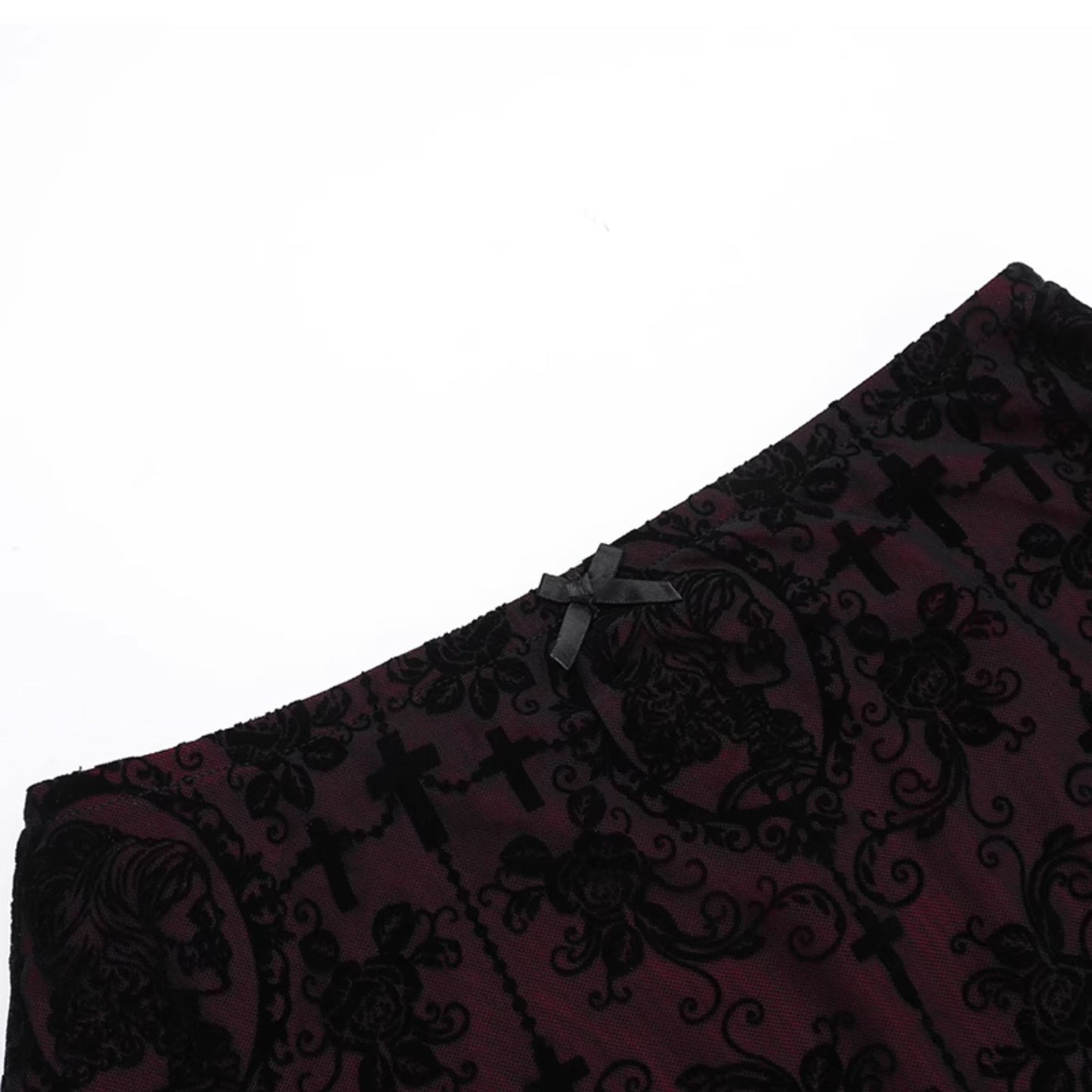 Print mesh bowknot ruffle mini skirt