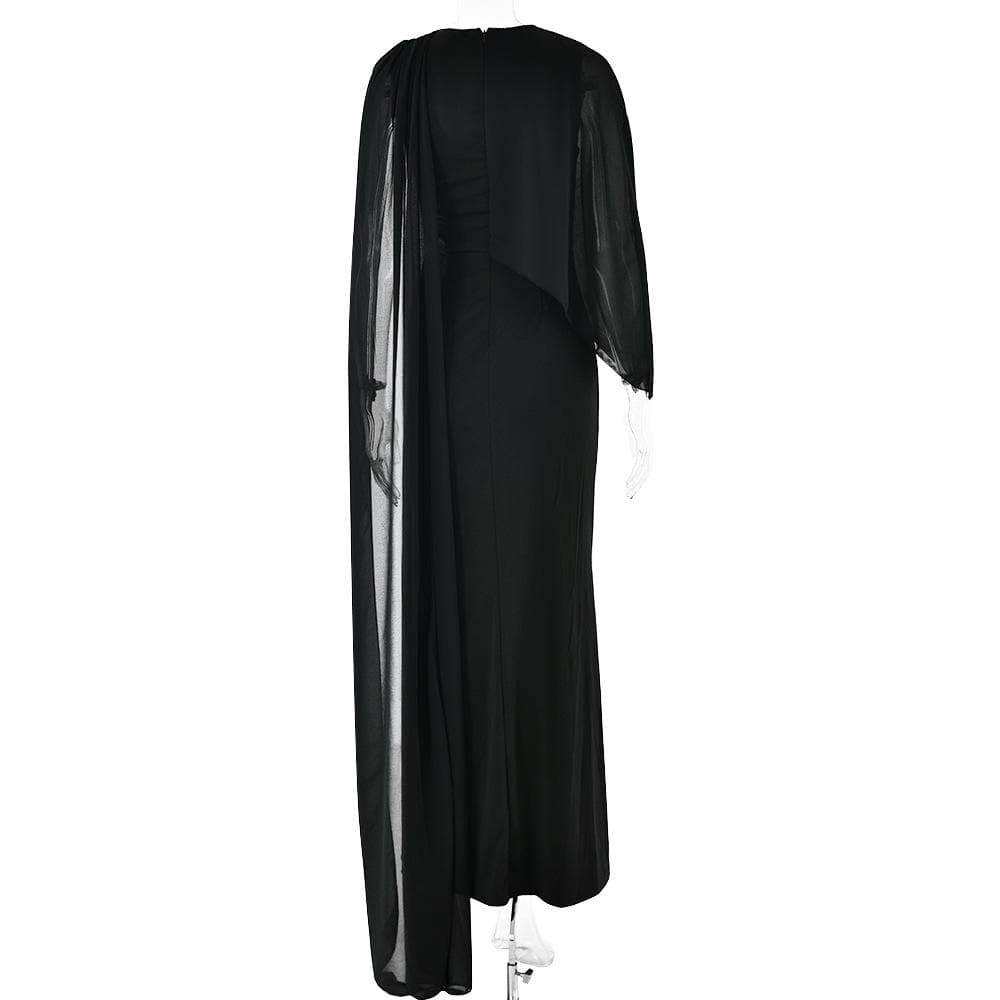 Irregular ruffle chiffon patchwork maxi dress