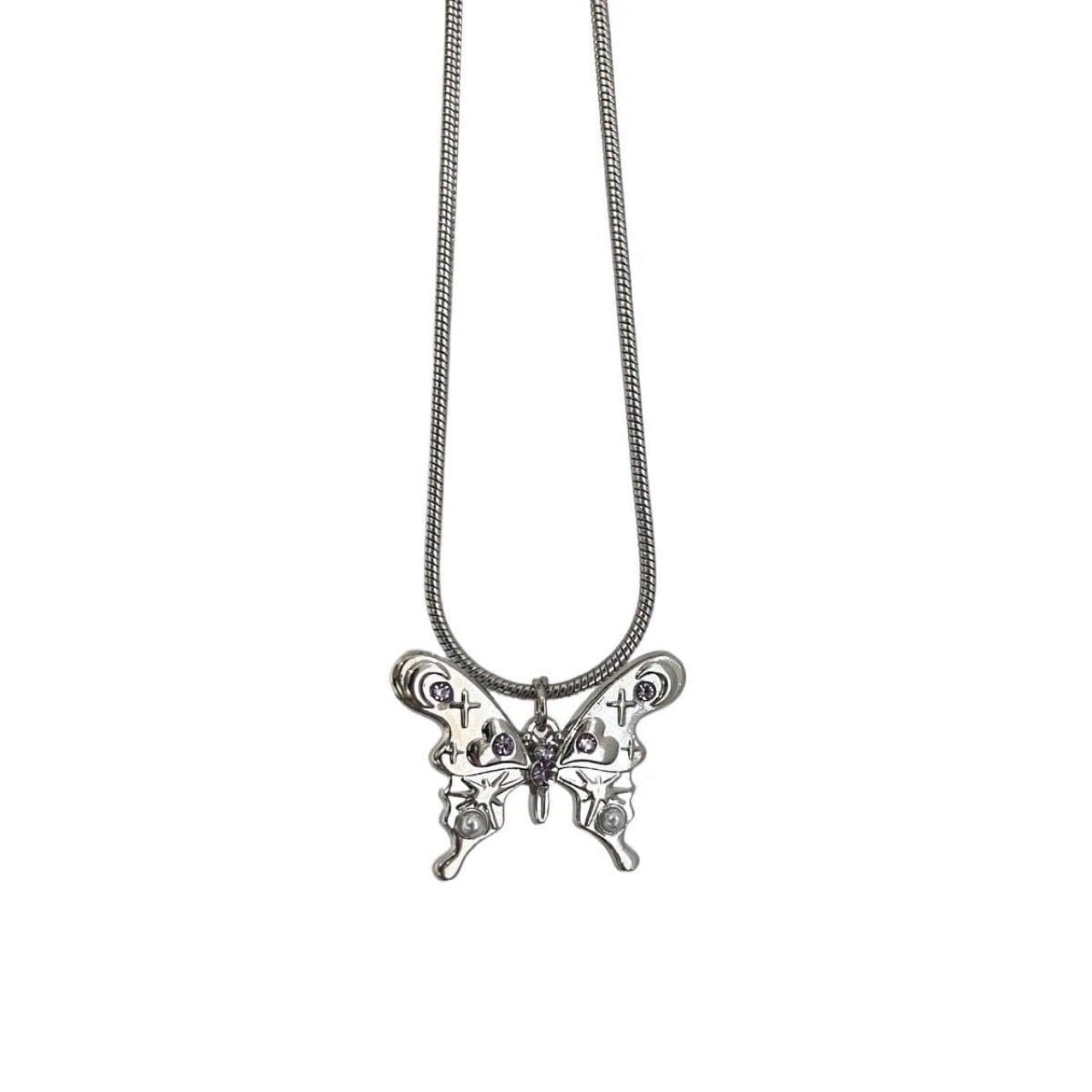 Metal chain flower pendant necklace