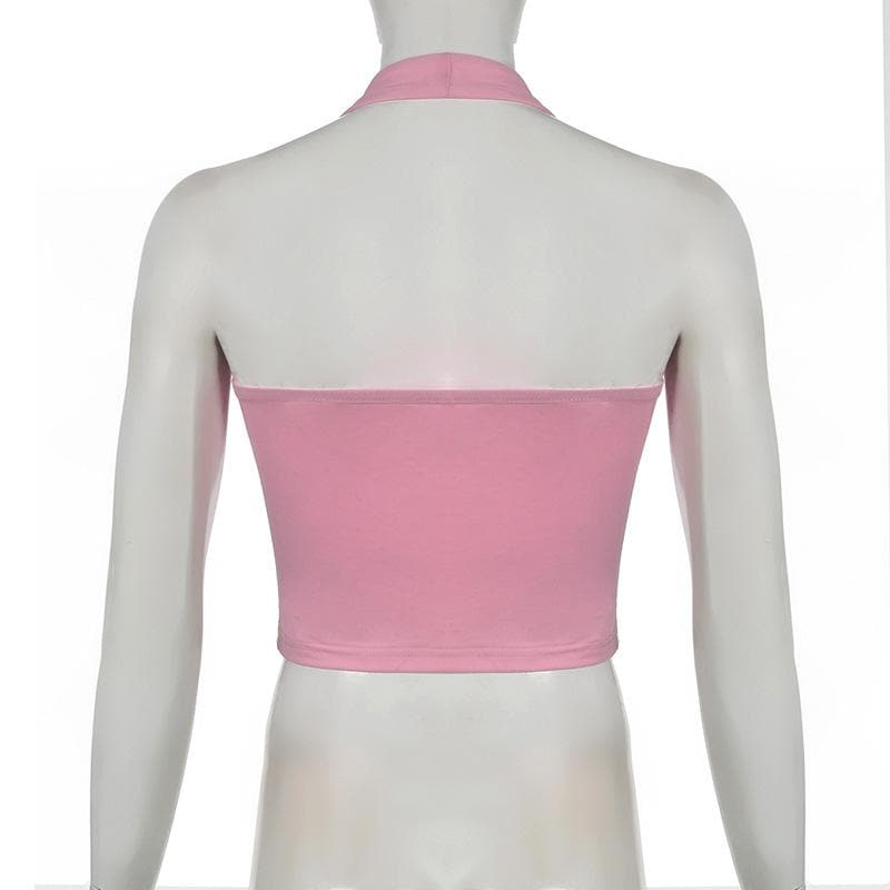 Halter backless solid crop top