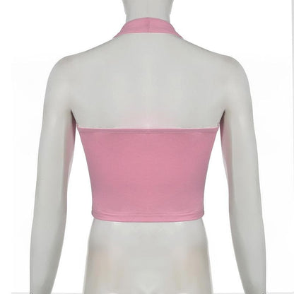 Halter backless solid crop top