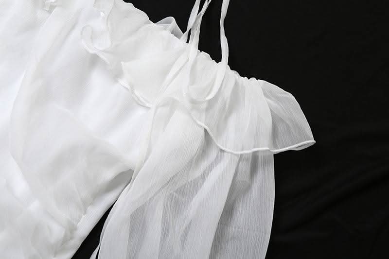 Halter off shoulder chiffon bowknot ruffle mini dress