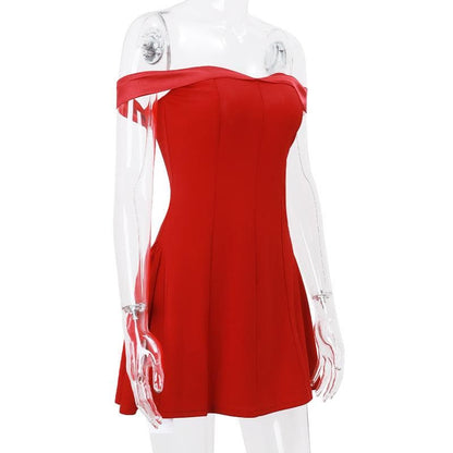 Off shoulder off shoulder zip-up mini dress