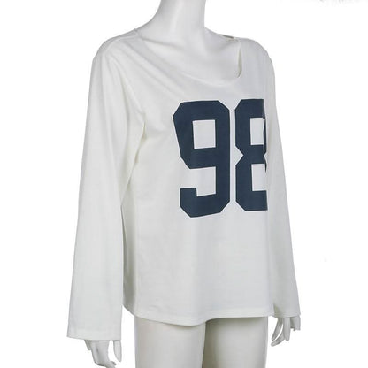 Long sleeve crewneck "98" print top