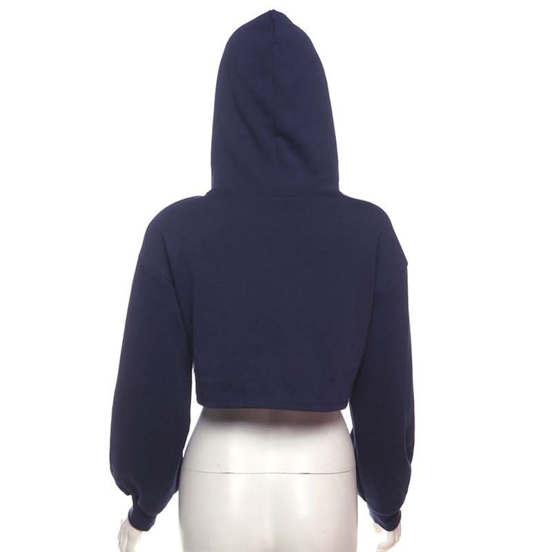 Hoodie long sleeve drawstring crop top