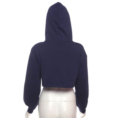 Hoodie long sleeve drawstring crop top
