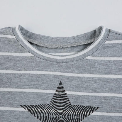 Long sleeve crewneck striped print top