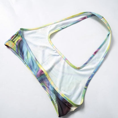 Halter contrast crop backless pant set