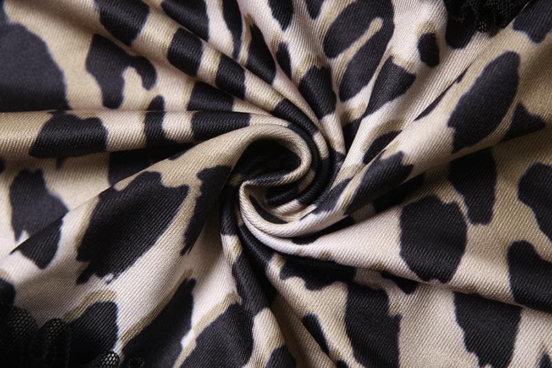 Halter deep v neck leopard print ruffle maxi dress