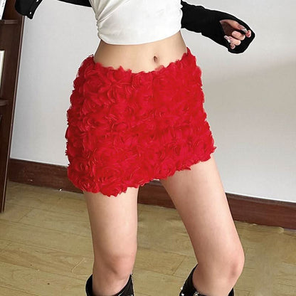 Flower applique solid mini skirt