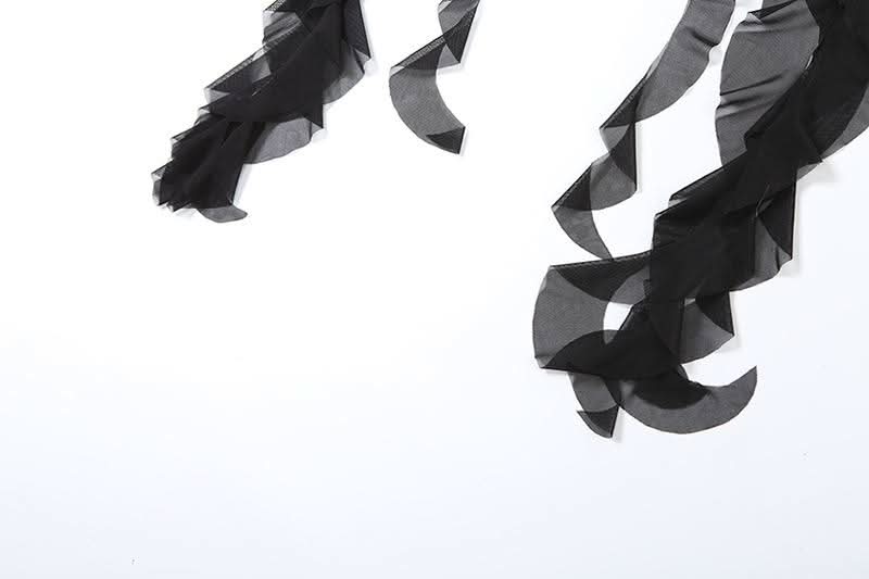 Ruffle mesh solid mini skirt