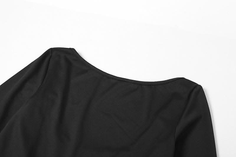 Ruched long sleeve solid gloves round neck maxi dress-final-sale