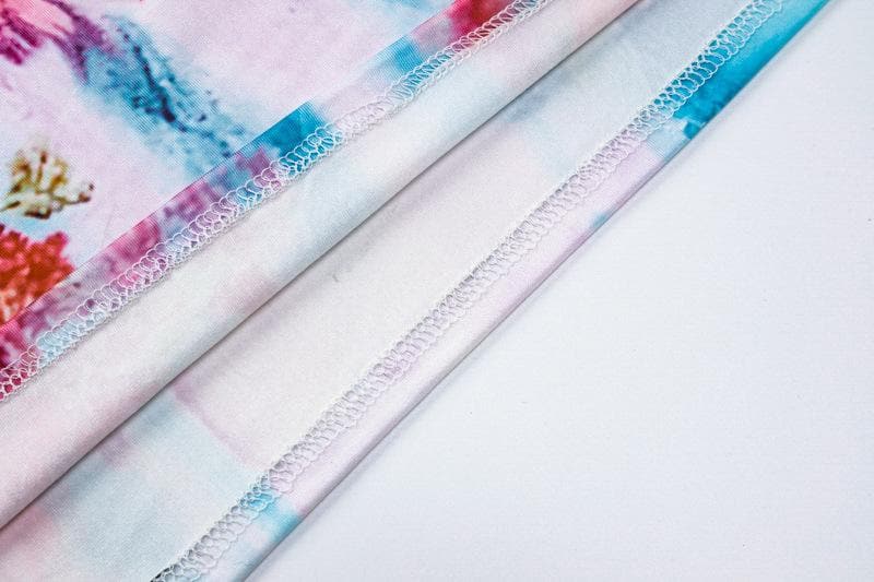 Long sleeve crewneck flower print contrast maxi dress