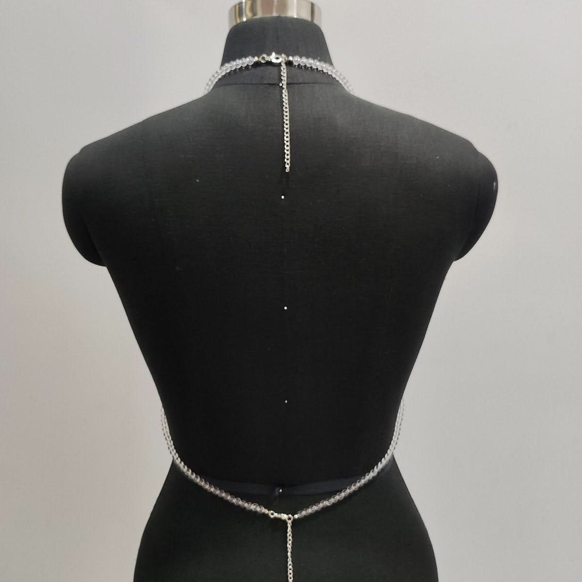 Halter beaded flower pattern backless top