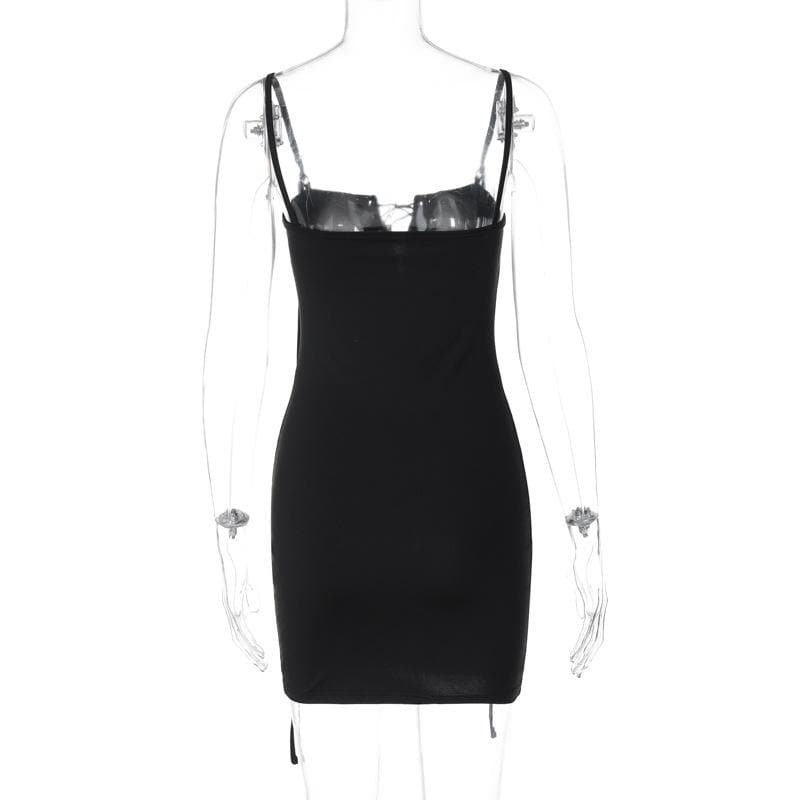 Lace up hollow out backless cami cut out mini dress