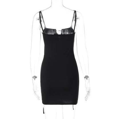 Lace up hollow out backless cami cut out mini dress