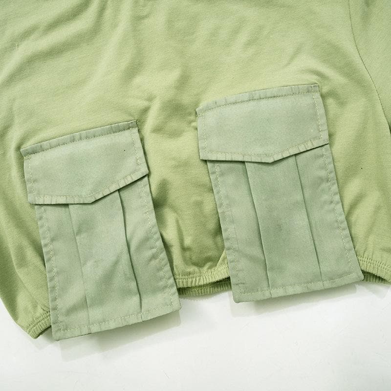 Short sleeve crewneck pocket crop top