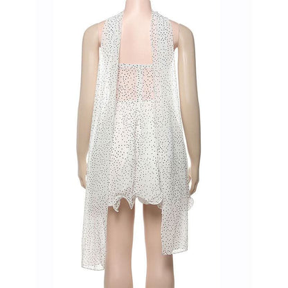 Sweetheart neck polka dot ruffle mini dress