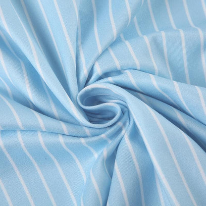 Turnover collar short sleeve striped print button top